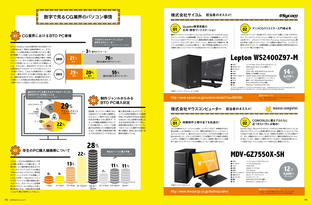 CG業界のパソコン事情 & 学生向けイチオシBTOパソコン！