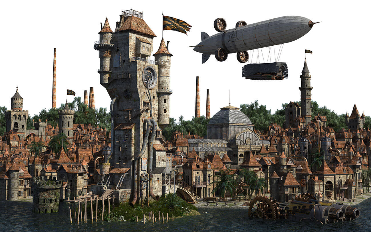 スチームパンク 空想世界の都市 Cuberia のメイキング