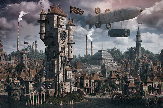 スチームパンク 空想世界の都市 Cuberia のメイキング 特集 Cgworld Jp