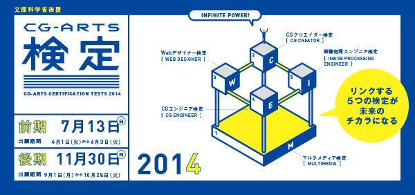 「CG-ARTS検定2014」前期願書受付6月3日まで（CG-ARTS協会）