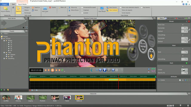 マスク処理・モザイク編集が自動追尾で効率的に行える「Phantom」発売（proDAD）