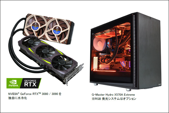 国内BTO初、NVIDIA GeForce RTX 3080／3090を水冷化、デュアル水冷G Master Hydroシリーズに標準搭載（サイコム）